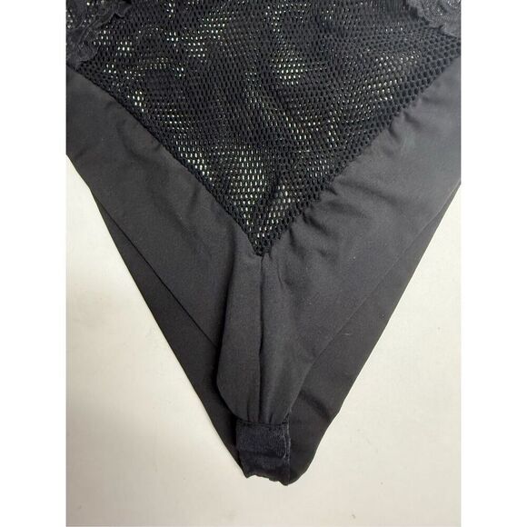FREDERICK'S OF HOLLYWOOD Bodysuit Black Size M/lLace Sheer - Picture 3 of 8
